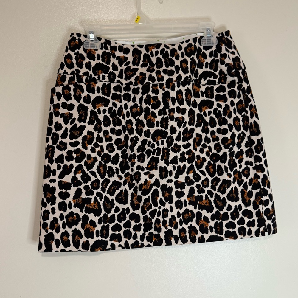 Swing Control Leopard Print Mini Skort  - White, Black & Brown size small